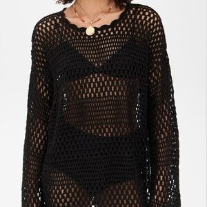 Black Crochet Show Me Your Mumu Pullover Top